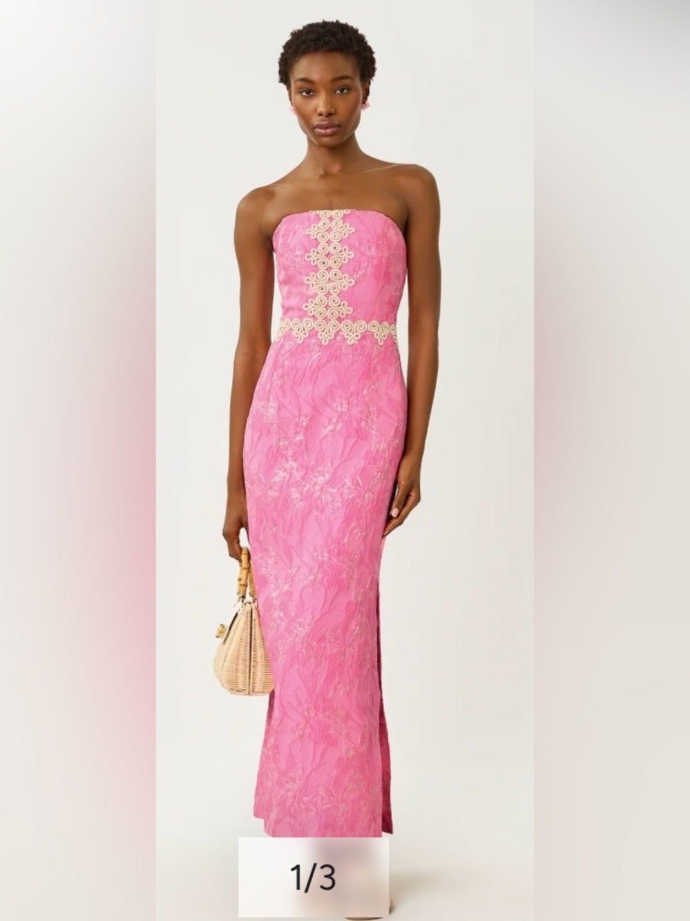 Lilly Pulitzer Pink Strapless Maxi Dress with Gold Trim